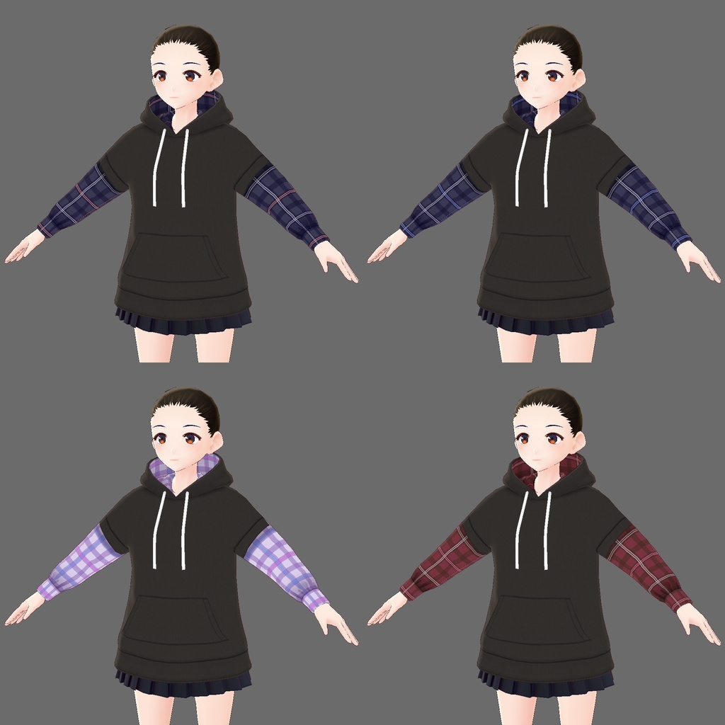【VRoid用テクスチャ】重ね着パーカー