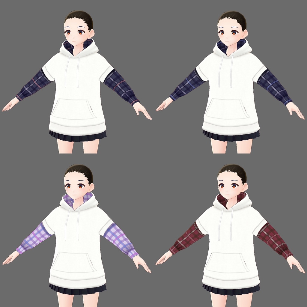 【VRoid用テクスチャ】重ね着パーカー