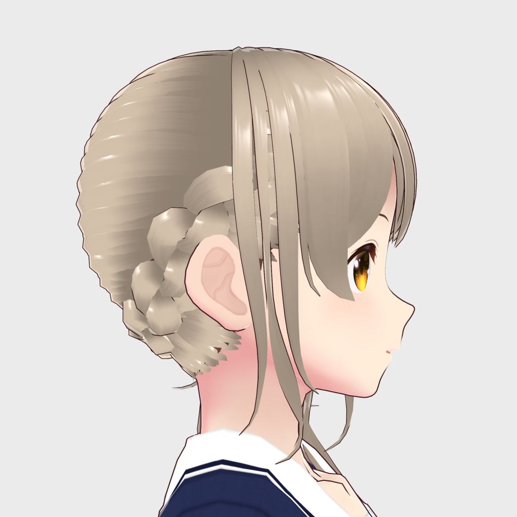 【VRoidへアプリセット】ふんわりパーマサイドテール