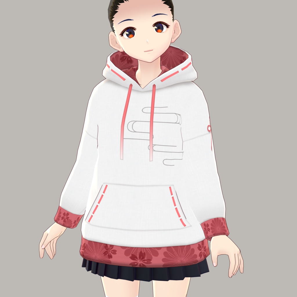 【VRoid用テクスチャ】和風狐耳パーカー