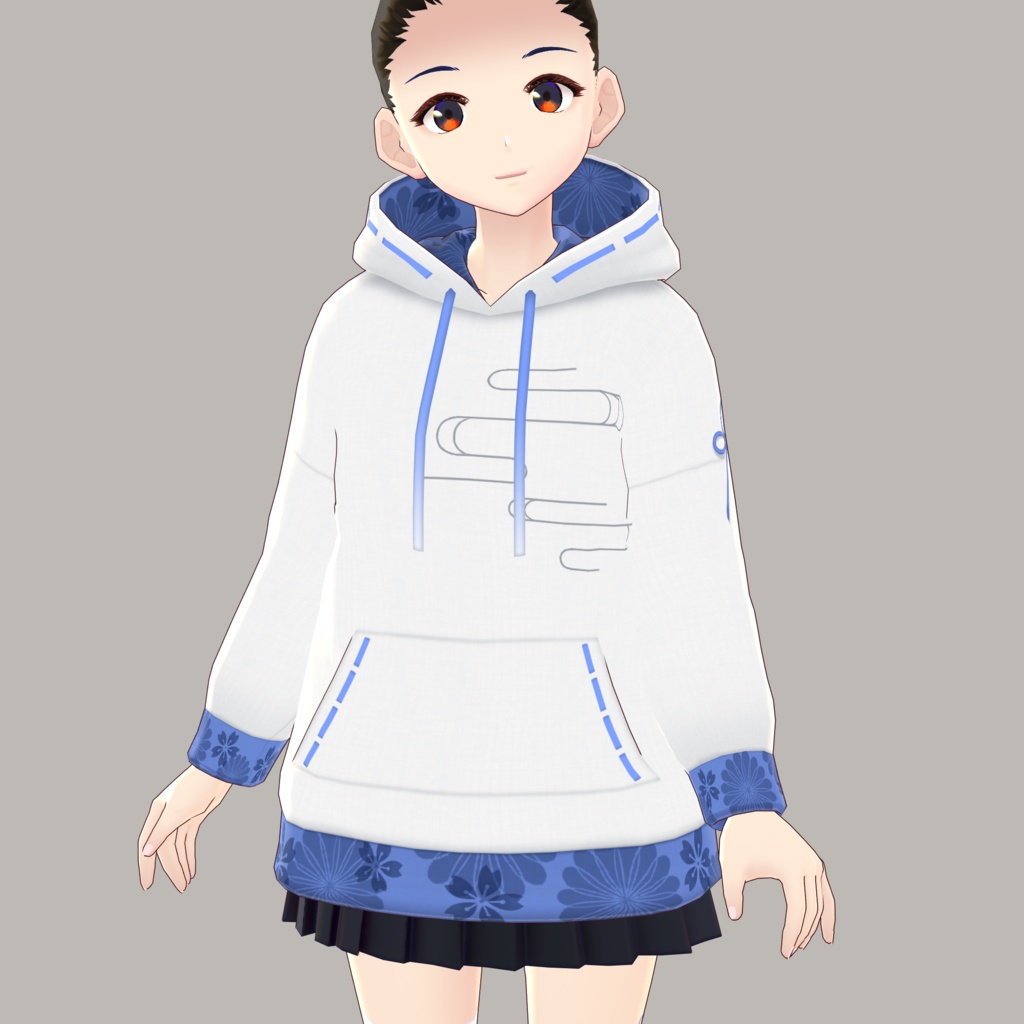 【VRoid用テクスチャ】和風狐耳パーカー