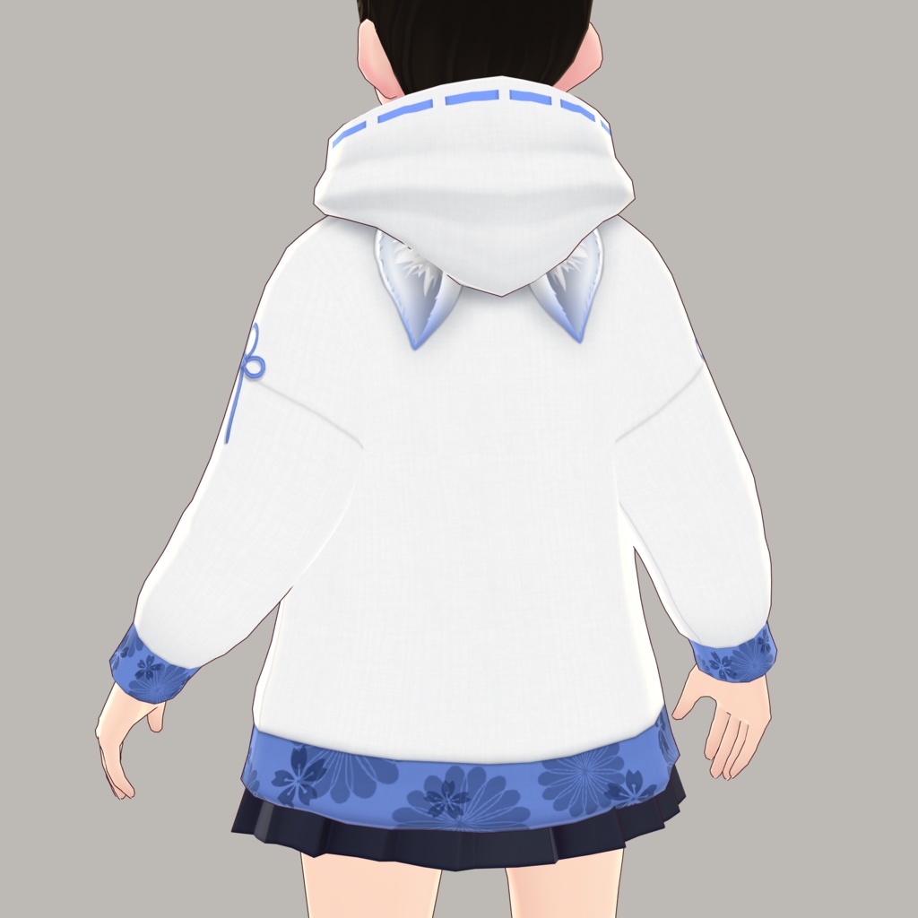 【VRoid用テクスチャ】和風狐耳パーカー