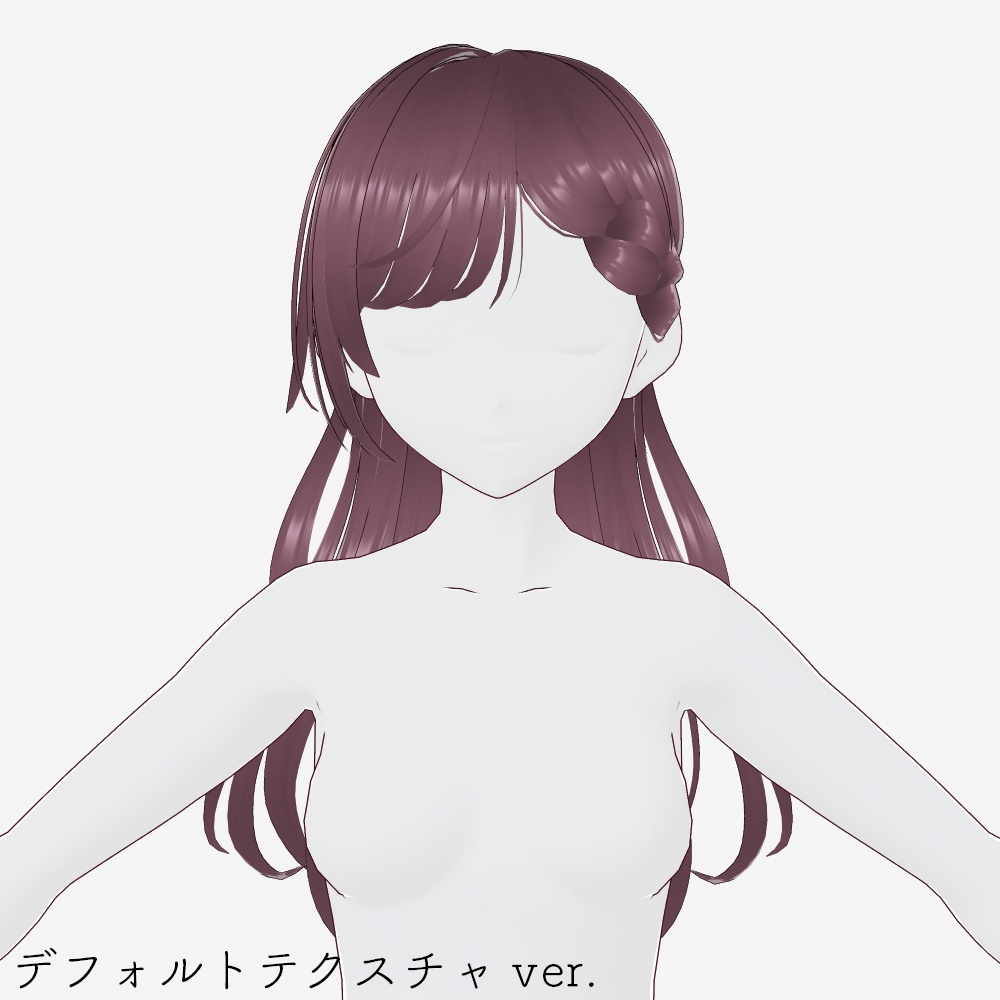 【VRoidへアプリセット】ふんわりパーマハーフアップ