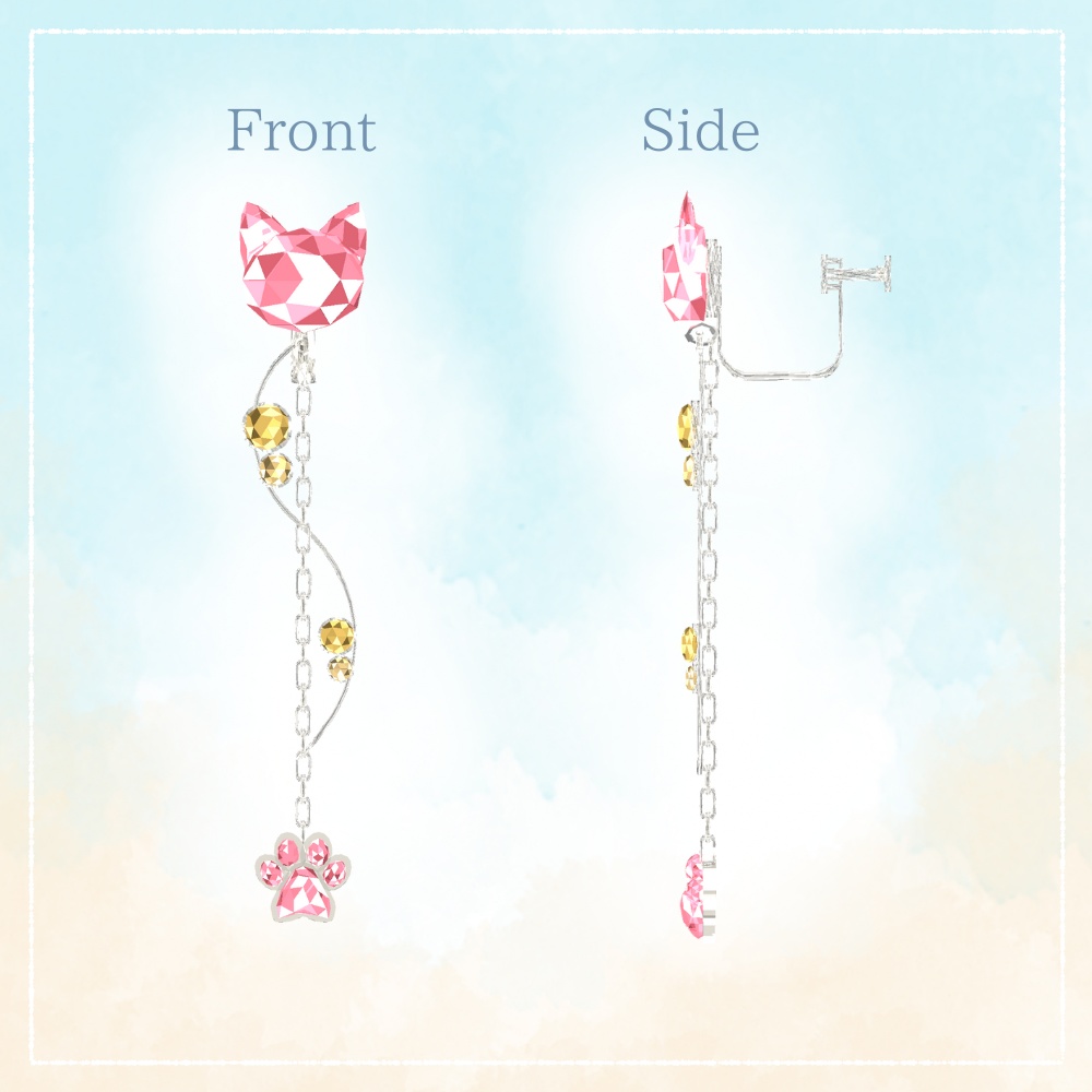 【3Dモデル】にゃんこイヤリング(Cat earring)【VRChat想定】