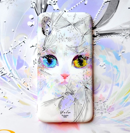 iphoneケース・ホワイトネコ(7/8/7p/8p/SE/X/XS)