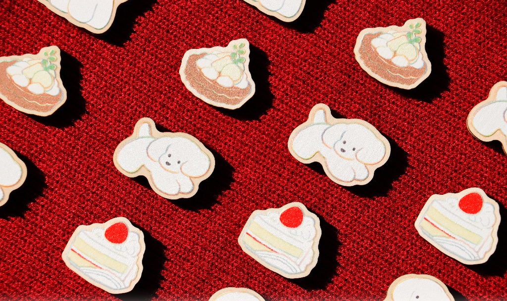 {てらおかなつみ}『心の犬』木マグネット4点入りSET