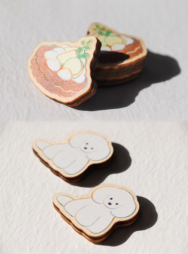 {てらおかなつみ}『心の犬』木マグネット4点入りSET