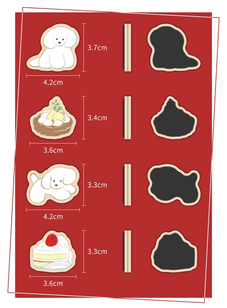 {てらおかなつみ}『心の犬』木マグネット4点入りSET