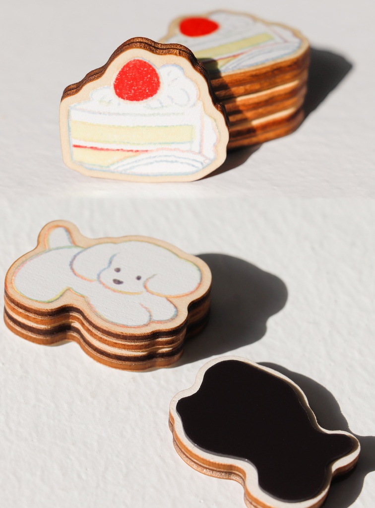 {てらおかなつみ}『心の犬』木マグネット4点入りSET