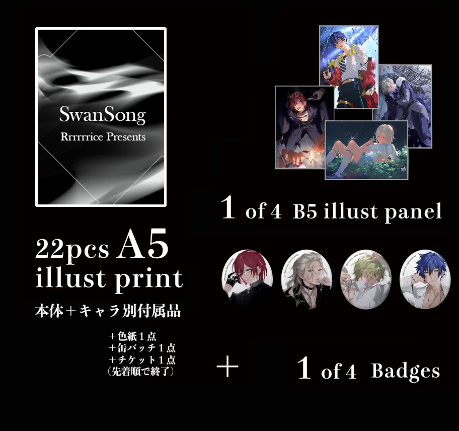 現品{Rrrrrrice}SWAN SONG【LIVE風同人イラスト集set】