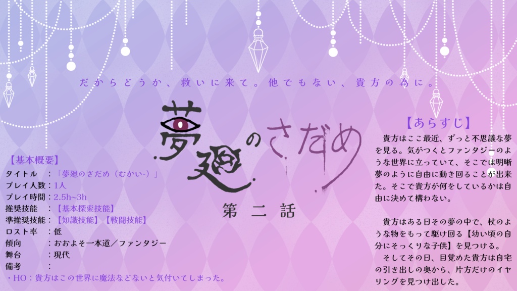 【CoC非公式キャンペーンシナリオ】「セイヴ・ザ・ドリーマー」【SPLL:E108551】