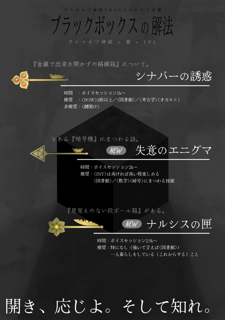 CoCソロシナリオ集「ブラックボックスの解法」