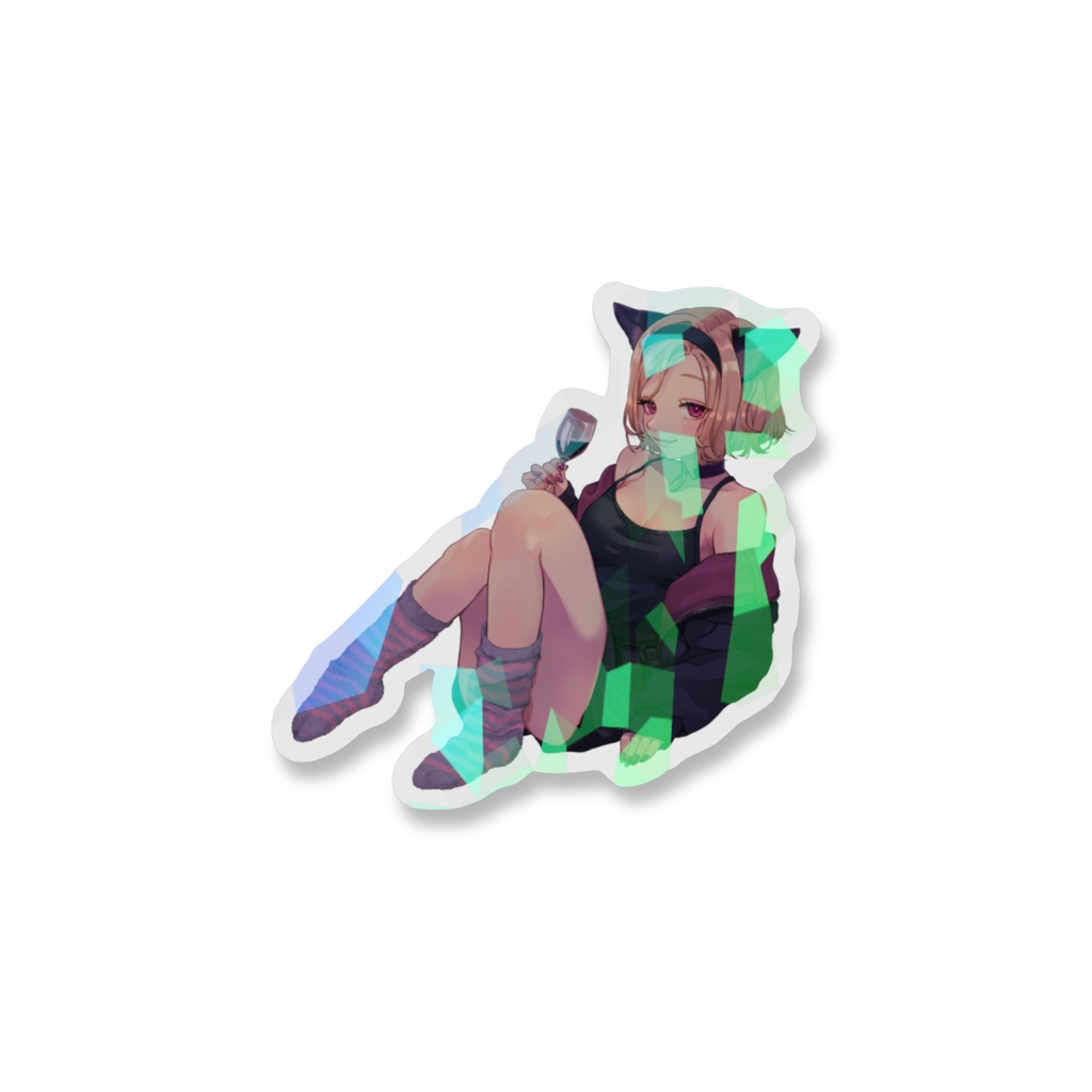 【おやすみ酒3周年グッズ】ホログラムステッカー(かんぱい)