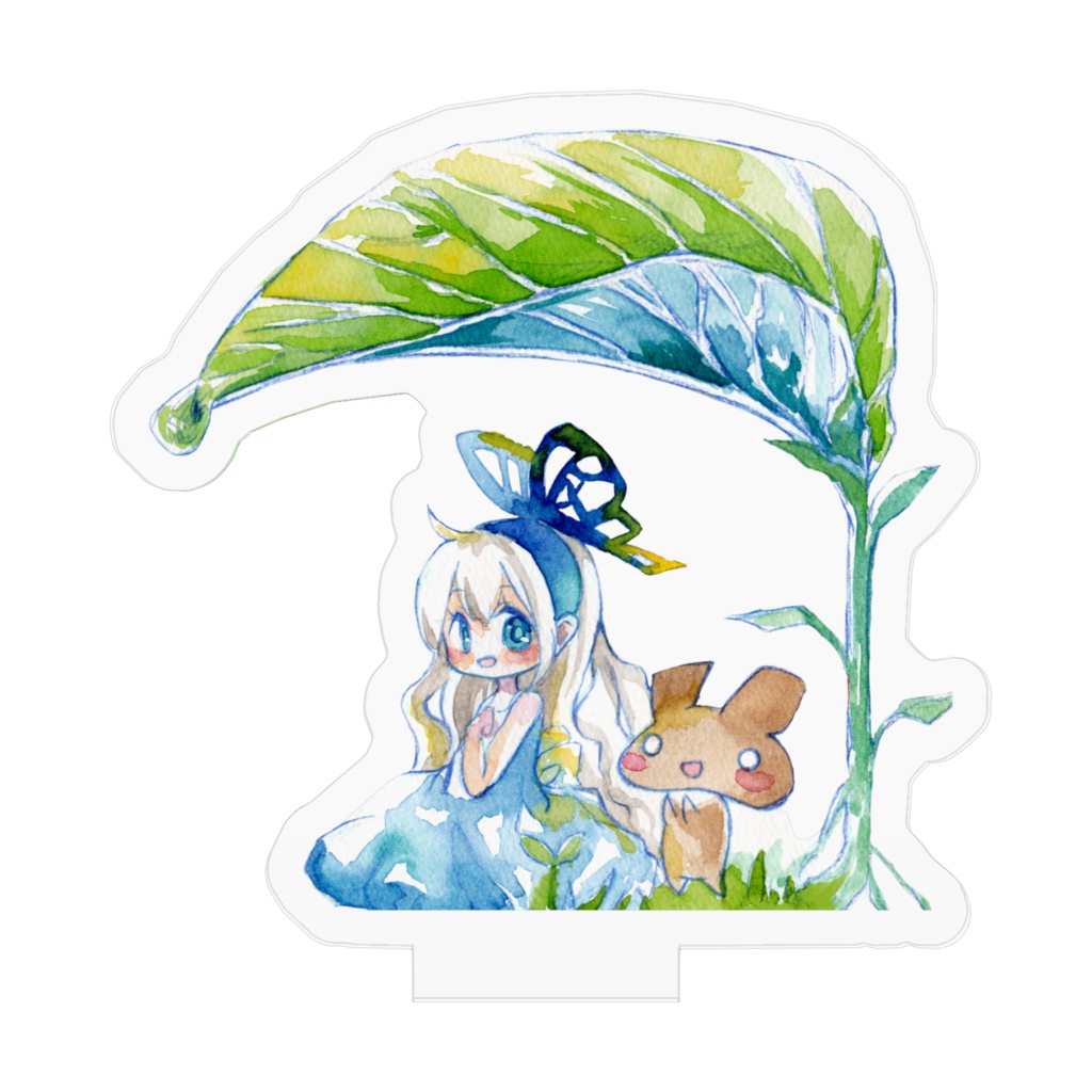 くまと雨宿りしながらアクリルフィギュア