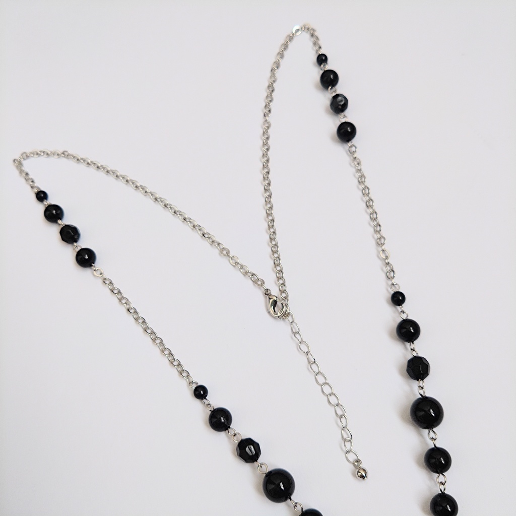 y2k フェアリーグランジ ネックレス ゴスロリ クロス 十字架 ロザリオ 黒 クロスネックレス