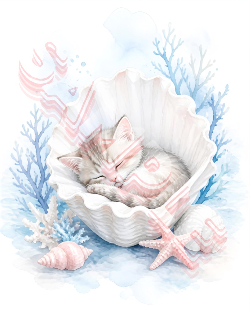 猫と夏の風物詩×水彩デジタルペーパー
