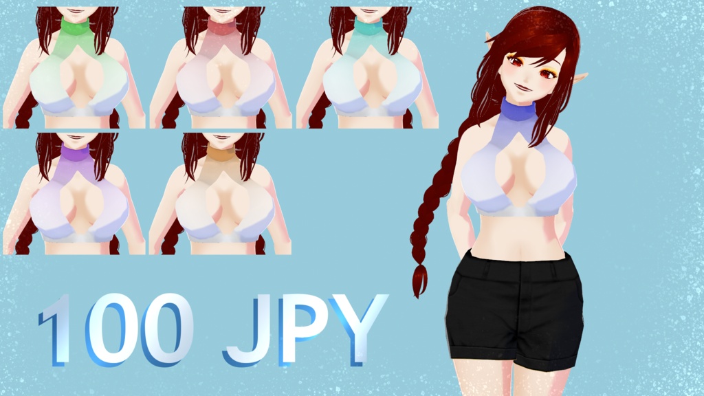 VROID Halter Top - White + Color