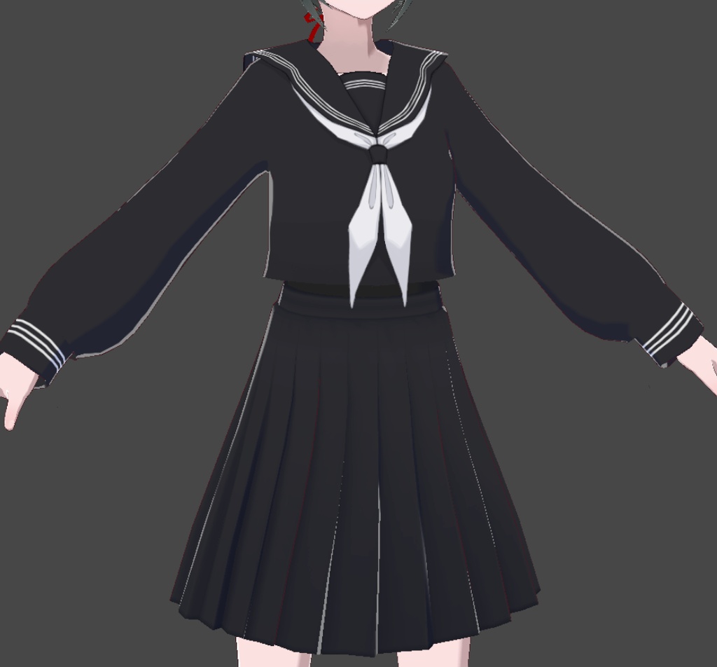 【vroid无料衣装】黒三本セーラー服/black three-line sailor uniform/黑三本水手服
