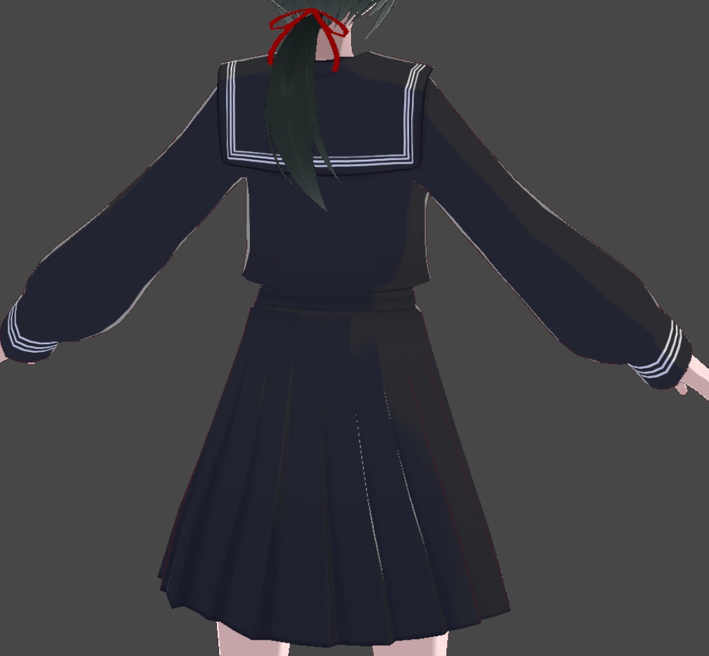 【vroid无料衣装】黒三本セーラー服/black three-line sailor uniform/黑三本水手服
