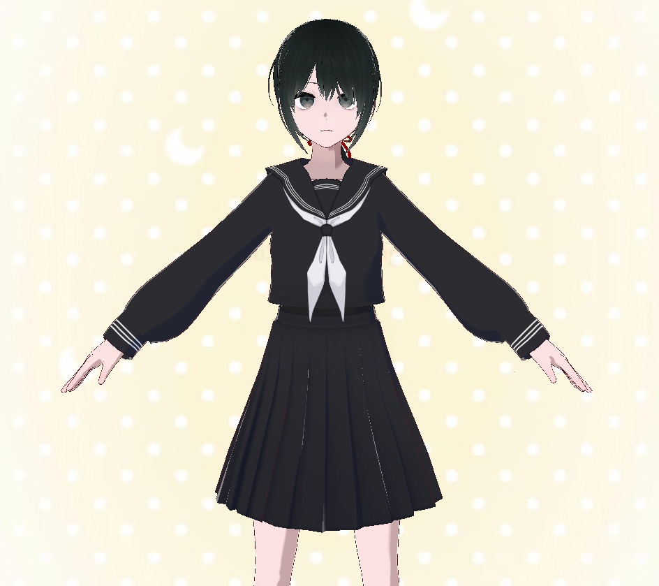 【vroid无料衣装】黒三本セーラー服/black three-line sailor uniform/黑三本水手服