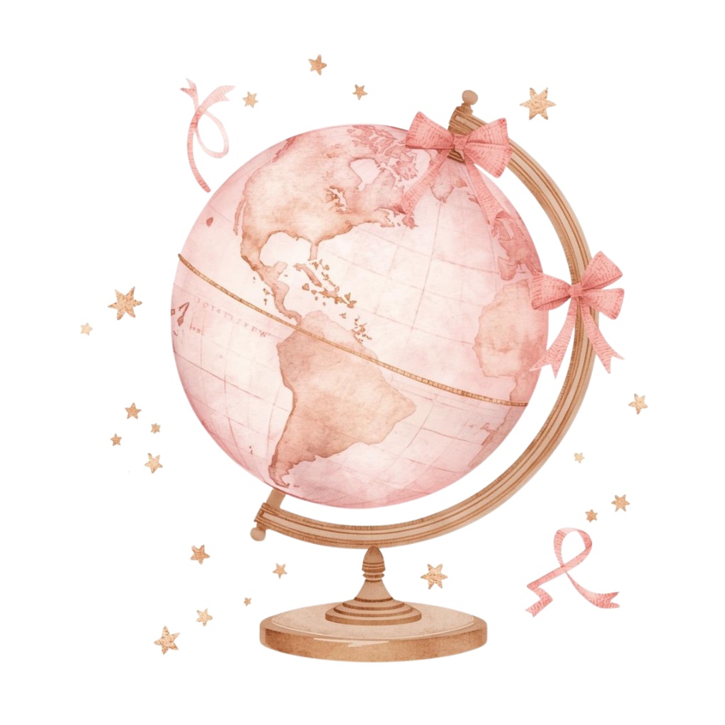 【ピンク旅行シリーズ】ガーリー旅のクリップアート10点セット~Pink Antique Travel Clipart Collection~