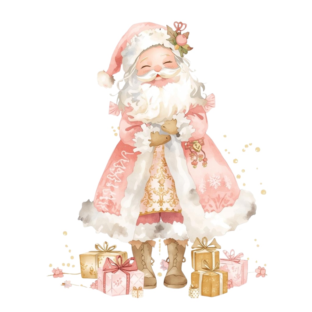 【アンティーク・パステル・クリスマス】ガーリー水彩クリップアート・コレクション(11 PNG ダウンロード)