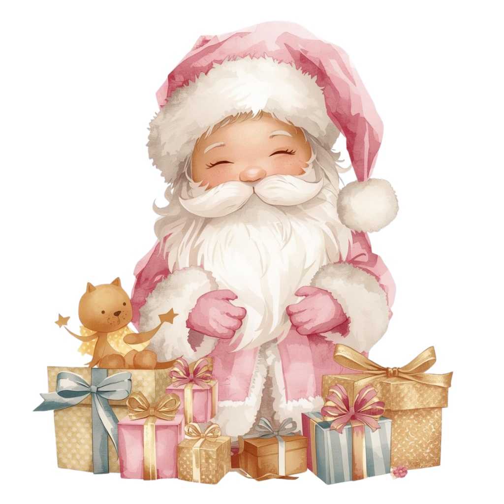 【アンティーク・パステル・クリスマス】ガーリー水彩クリップアート・コレクション(11 PNG ダウンロード)