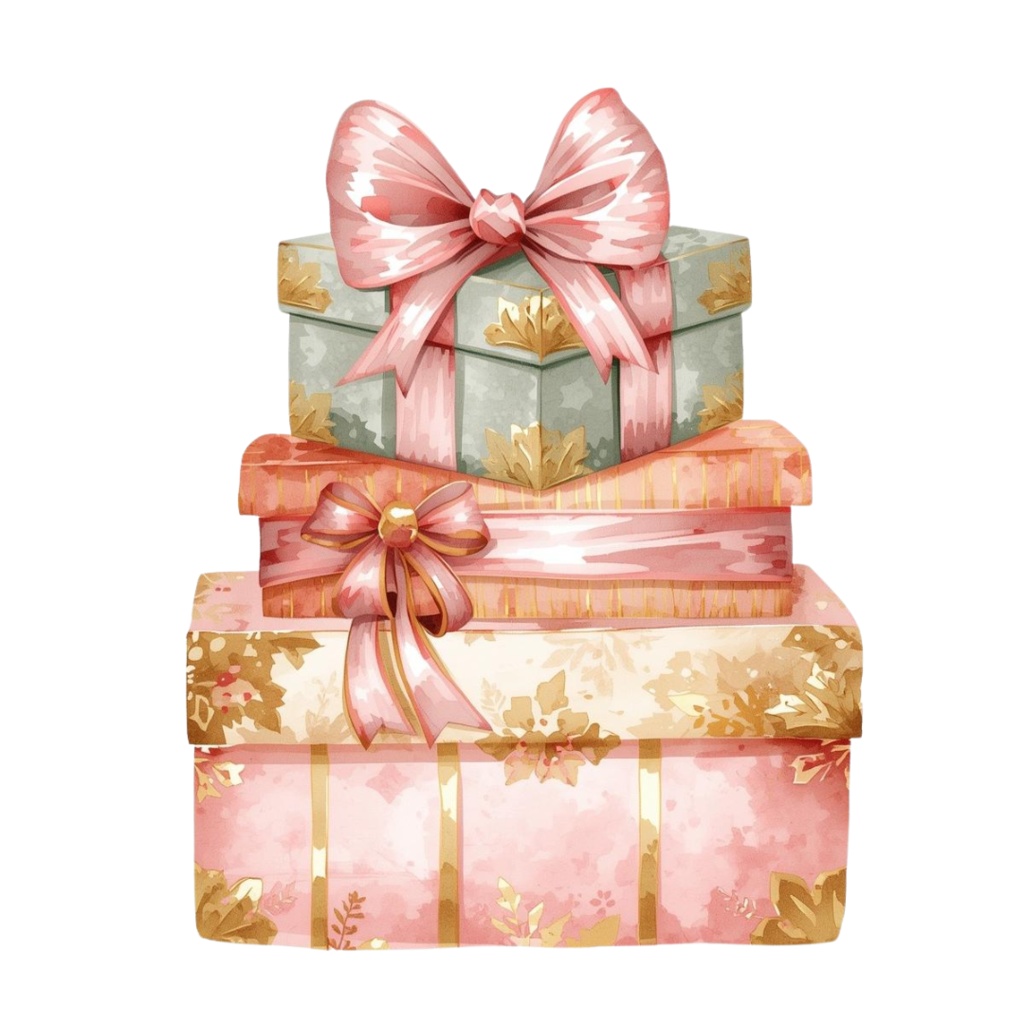 【アンティーク・パステル・クリスマス】ガーリー水彩クリップアート・コレクション(11 PNG ダウンロード)