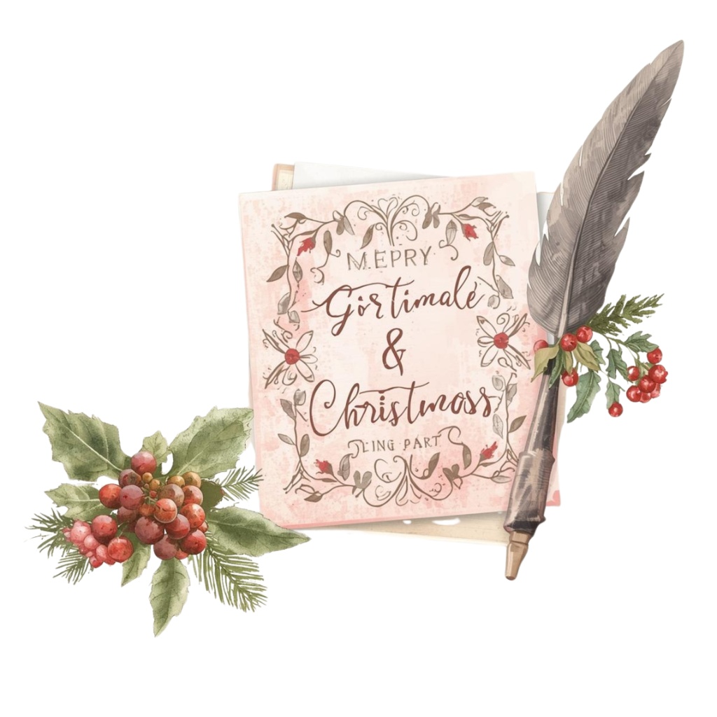 【アンティーク・パステル・クリスマス】ガーリー水彩クリップアート・コレクション(11 PNG ダウンロード)