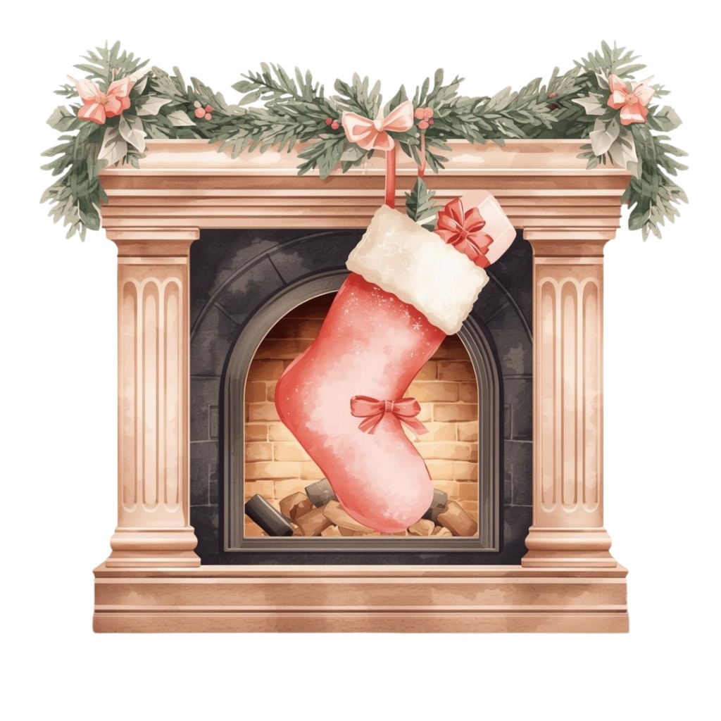 【アンティーク・パステル・クリスマス】ガーリー水彩クリップアート・コレクション(11 PNG ダウンロード)