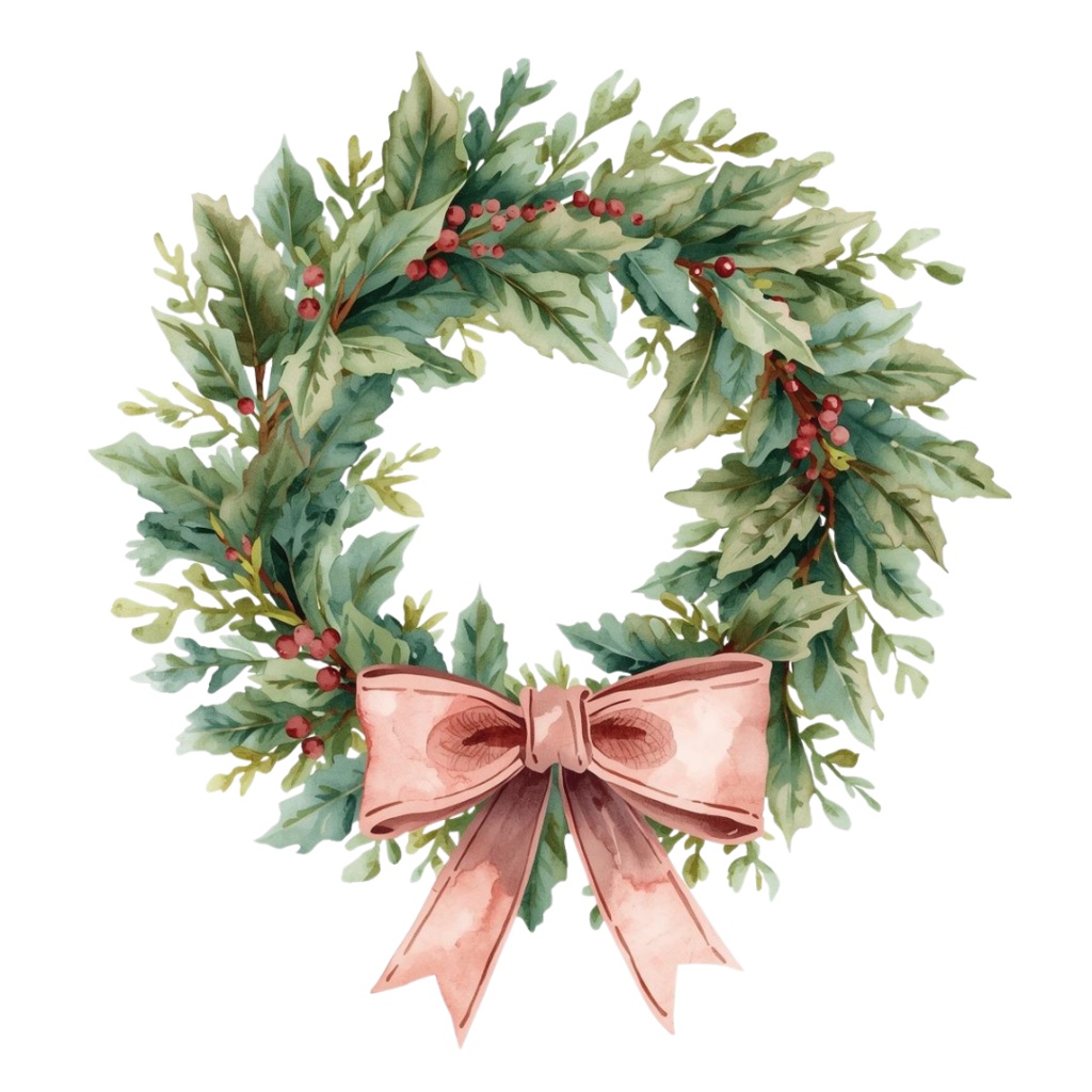 【アンティーク・パステル・クリスマス】ガーリー水彩クリップアート・コレクション(11 PNG ダウンロード)