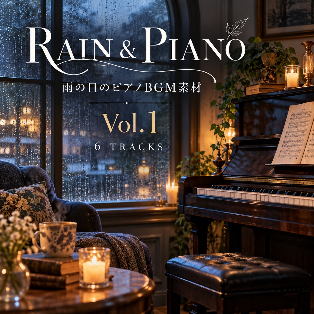 Rain & Piano Vol.1|雨の日のピアノBGM素材|6曲セット