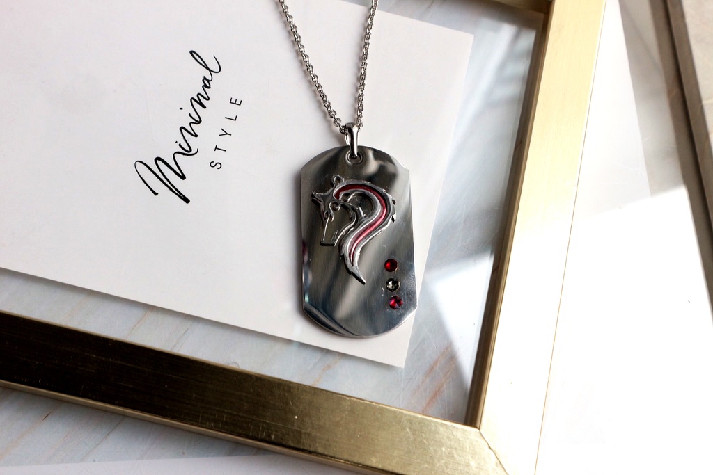 【ネックレス】wolf tag Black&red