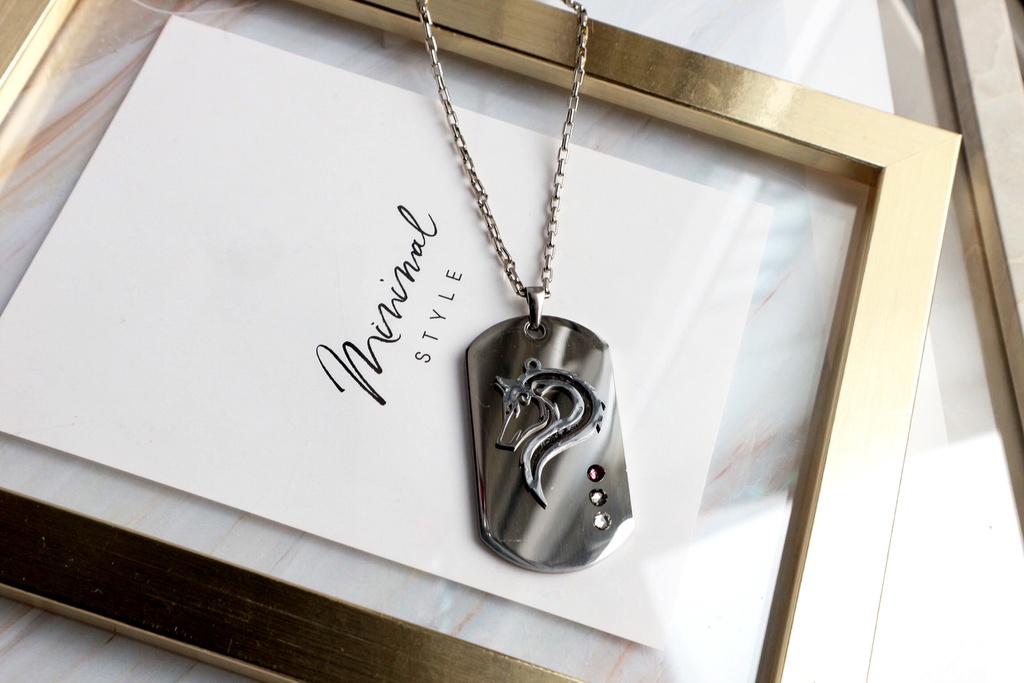 【ネックレス】wolf tag Black&red