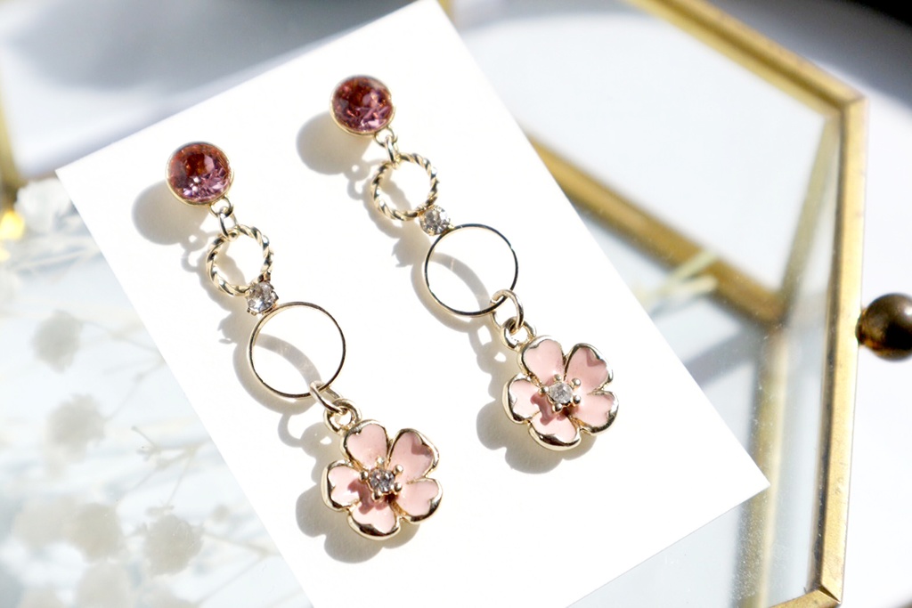 【ピアス】pink flower