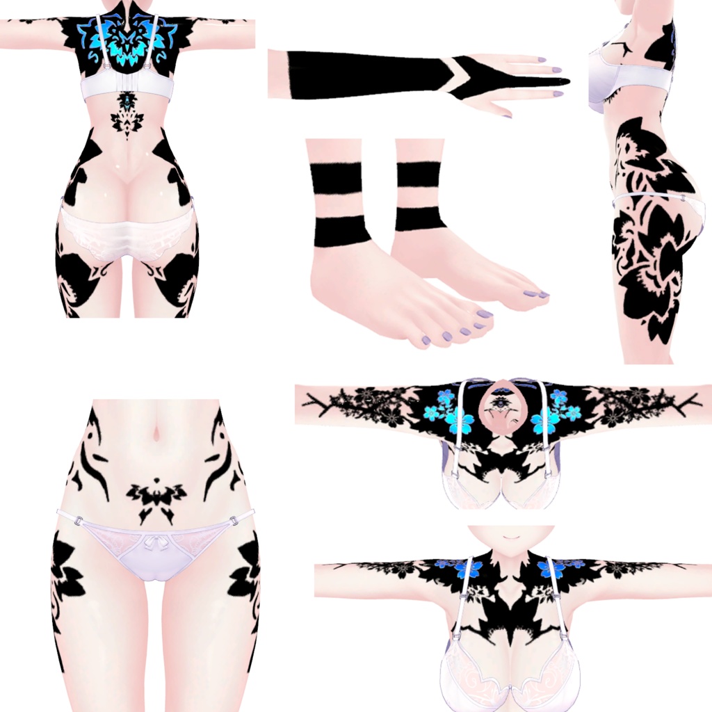 「萌」Moe Growth Flower Tattoo / 入れ墨 テクスチャ 萌