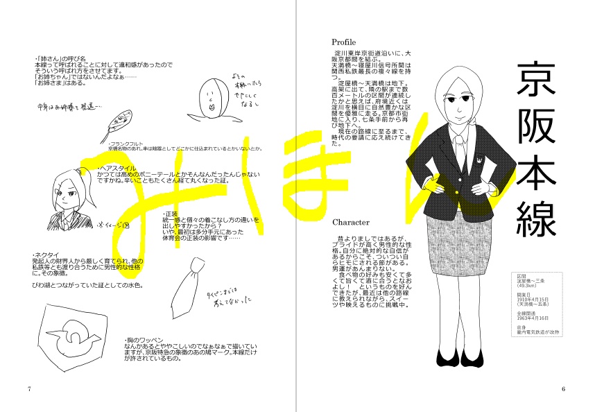 【匿名配送】京阪路線擬人化キャラ設定集K'han0