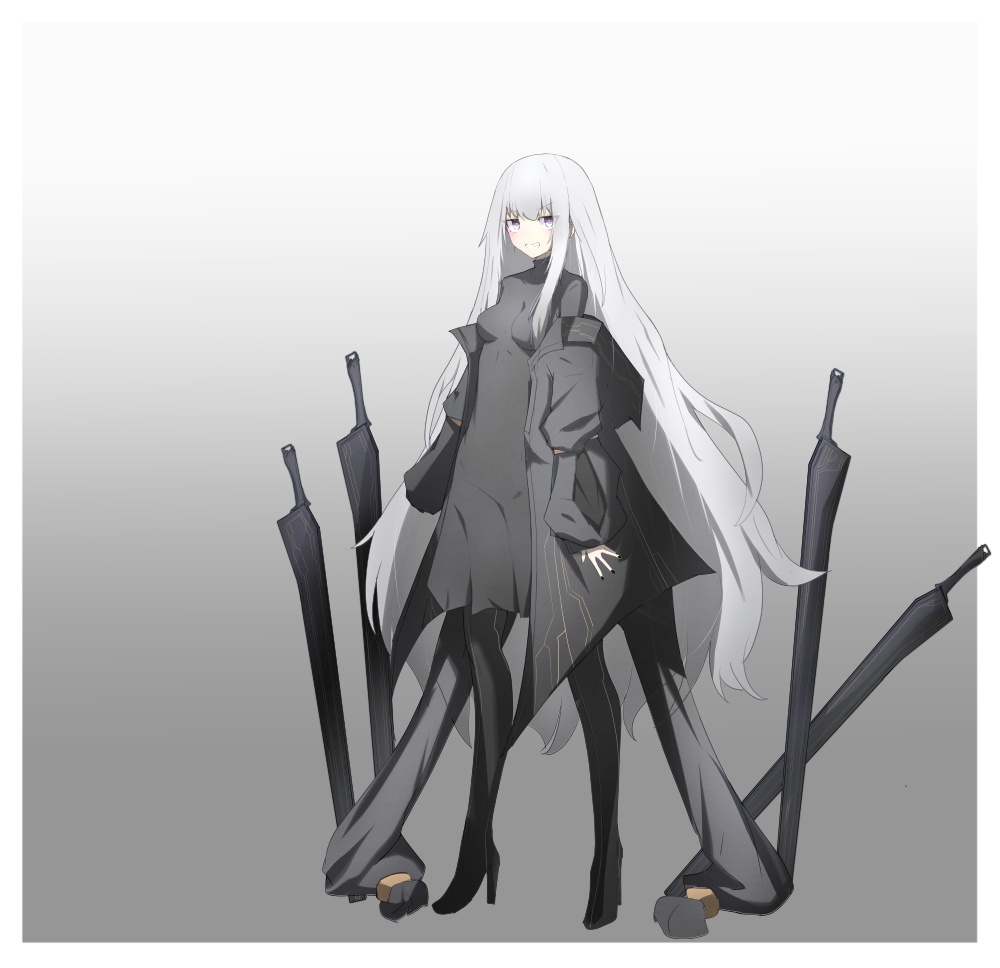 銀髪の魔女っぽい女子立ち絵