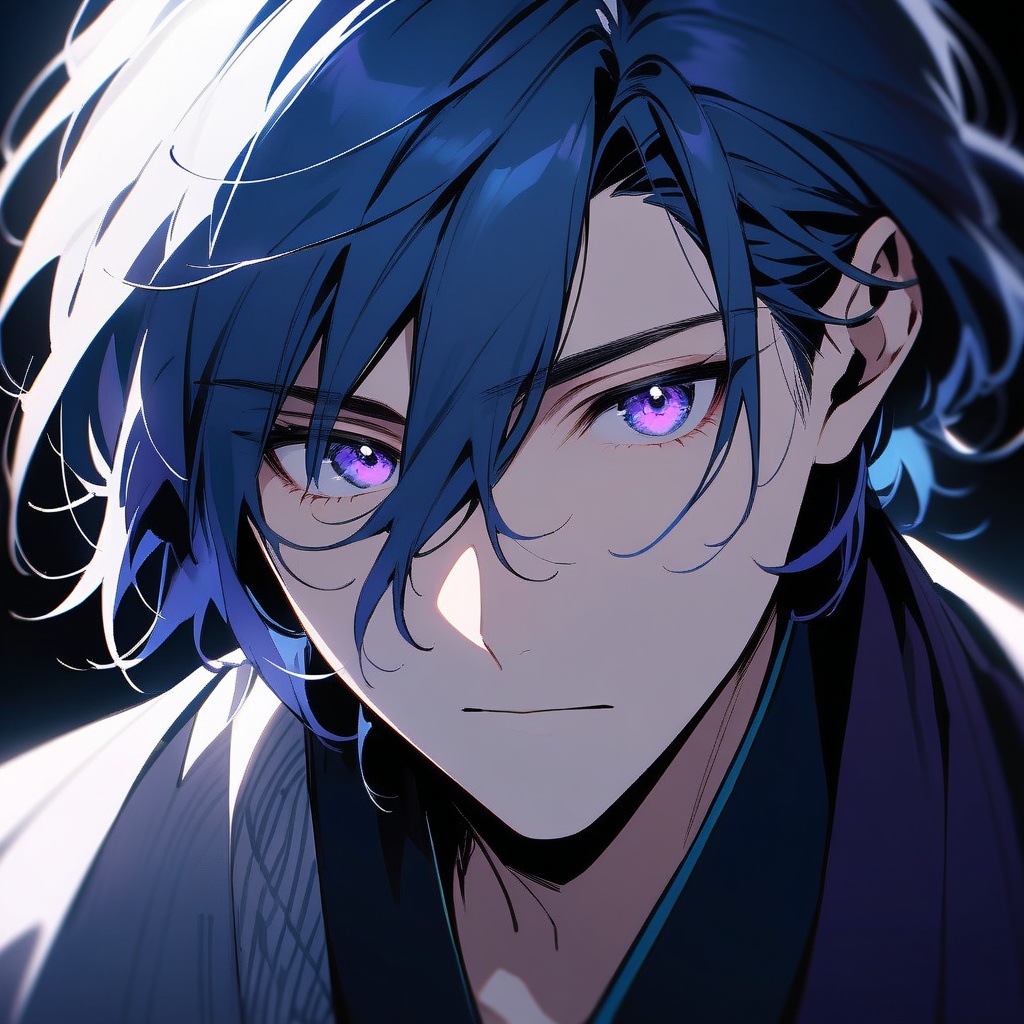 【アイコンセット】青髪浴衣男子