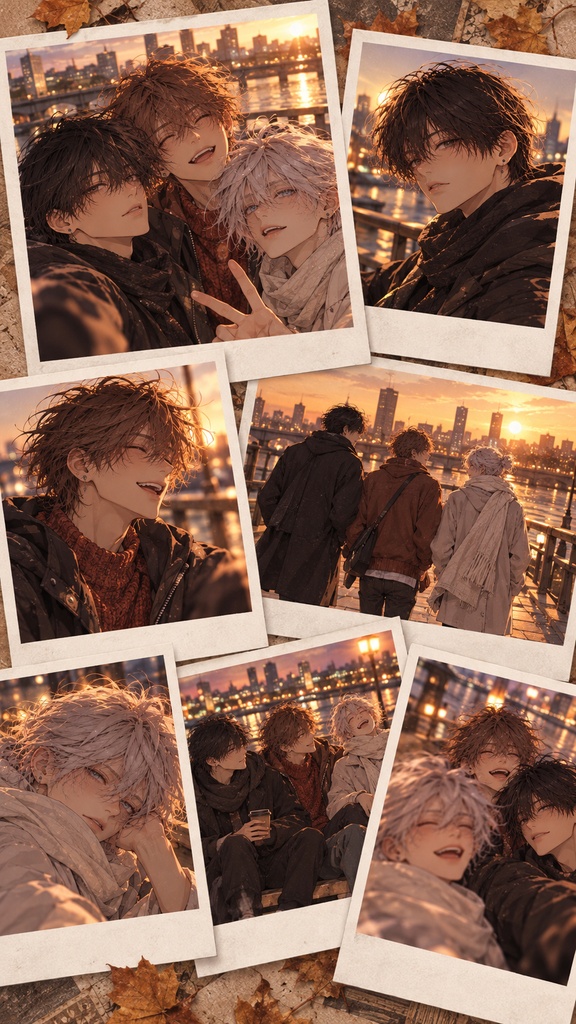 【イラスト集】Ren, Nagi & Ritsu — Autumn Outtakes | 12 Polaroid Collages