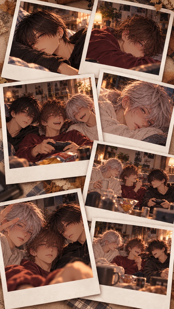 【イラスト集】Ren, Nagi & Ritsu — Autumn Outtakes | 12 Polaroid Collages