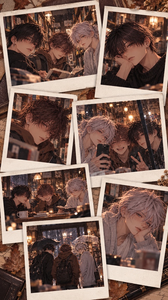 【イラスト集】Ren, Nagi & Ritsu — Autumn Outtakes | 12 Polaroid Collages