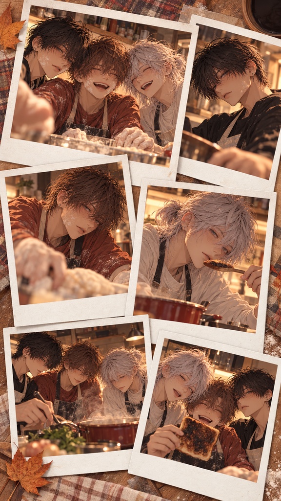 【イラスト集】Ren, Nagi & Ritsu — Autumn Outtakes | 12 Polaroid Collages