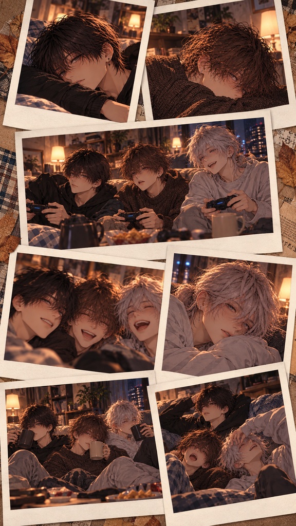 【イラスト集】Ren, Nagi & Ritsu — Autumn Outtakes | 12 Polaroid Collages  
