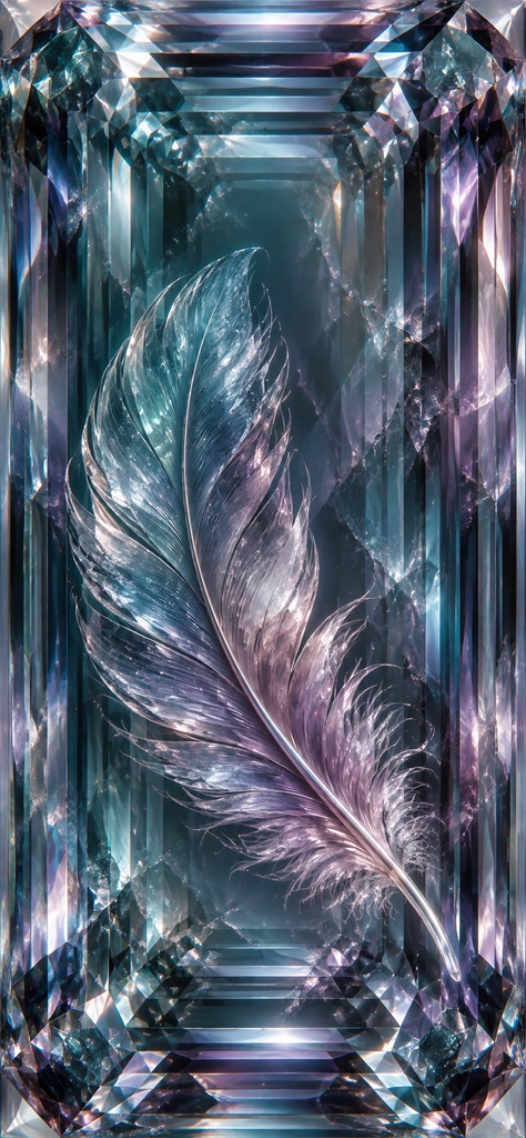 【宝石壁紙】 Crystal Plume|一枚の羽根が輝く4K宝石壁紙・7色セット