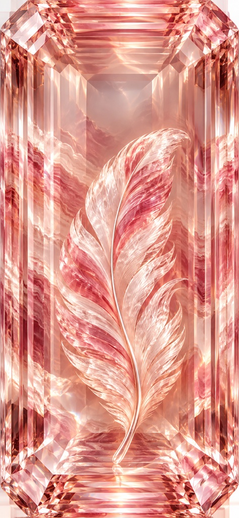 【宝石壁紙】 Crystal Plume|一枚の羽根が輝く4K宝石壁紙・7色セット