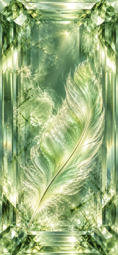 【宝石壁紙】 Crystal Plume|一枚の羽根が輝く4K宝石壁紙・7色セット