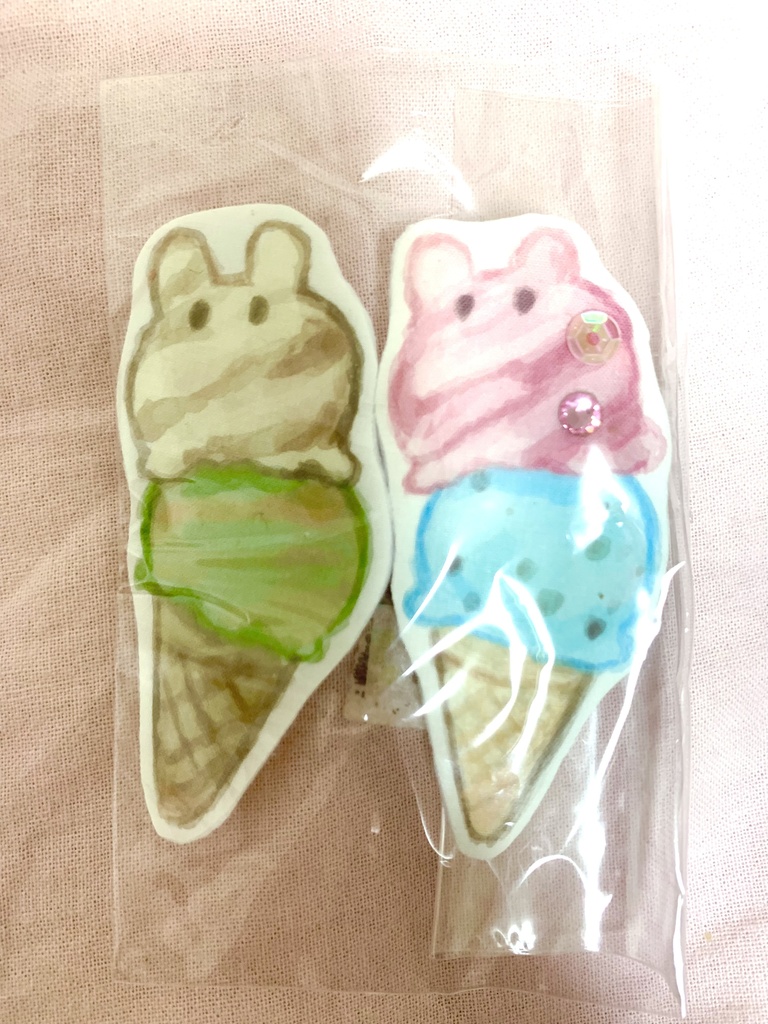 にんげんいかアイスクリームフェルトバッジセット