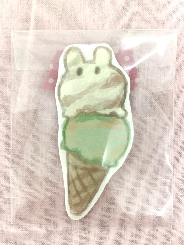 にんげんいかアイスクリーム　フェルトバッジ　(グリーン系)