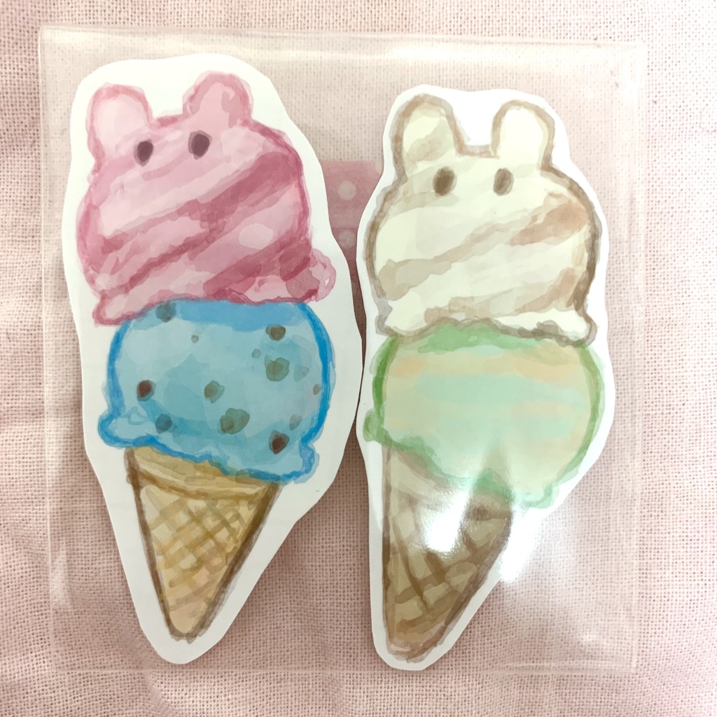 にんげんいかアイスクリーム シール 2個セット